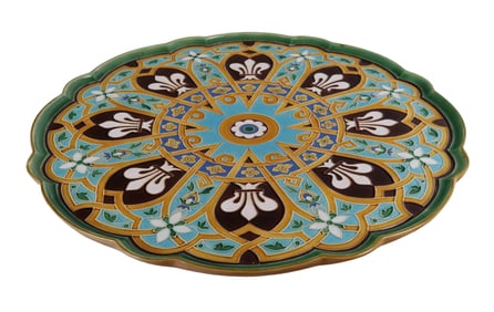Minton Gothic Revival Majolica Luncheon Tray