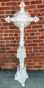 Gothic-Inspired Painted Bronze Crucifix