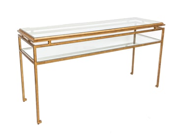 Modern Brushed Metal Two Tier Console Table