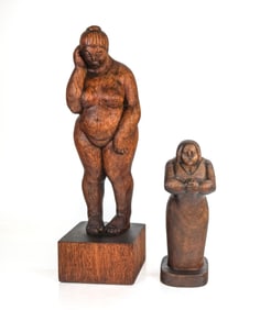 Two Folk Art Carved Wood Figural Sculptures