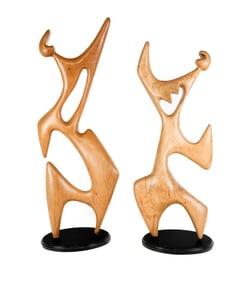 After Hans Arp, Two Carved Wood Sculptures