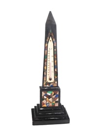 Stone Inlaid Obelisk Form Thermometer