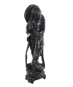 Chinese Carved Wood Statue of Liu Haichan
