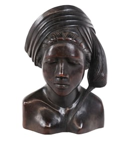 Carved Wood Orientalist Bust