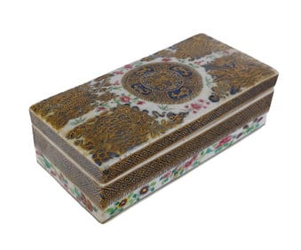 Chinese Fitzhugh Pattern Porcelain Brush Box