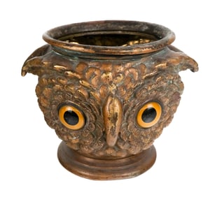 Victorian Pressed Brass Owl Form Jardiniere