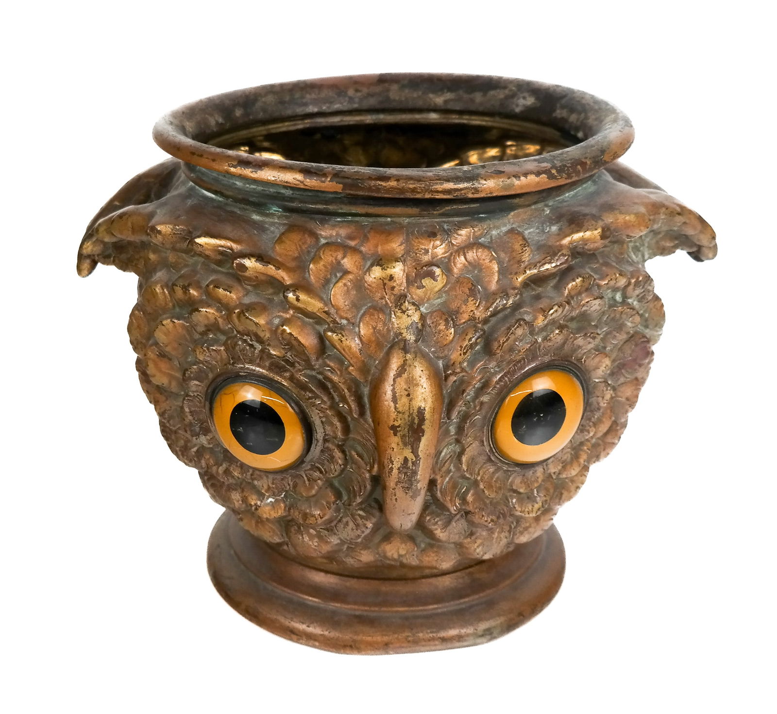 Victorian Pressed Brass Owl Form Jardiniere (1 of 10)
