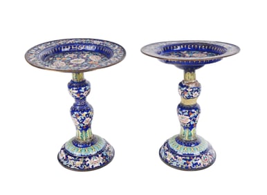 Pair of Chinese Enamel Decorated Compotes