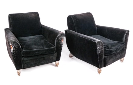 James Mont Two Upholstered Club Chairs
