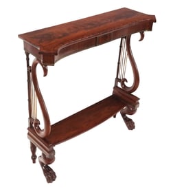 Regency Mahogany Lyre Console Table