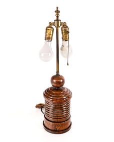 Turned Wood Spice Box Mounted as a Lamp