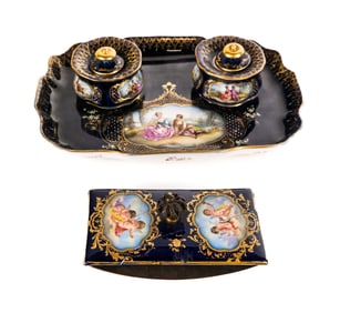 Dresden Inkstand with Similar Blotter, 2