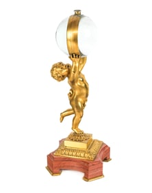 Bronze and Marble Figural Desk Clock