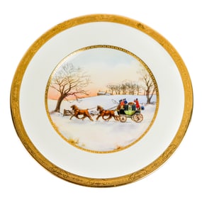 Royal Worcester Village Scene Cabinet Plates, 8