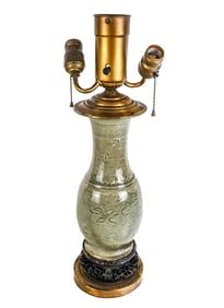 Chinese Celadon Vase Mounted as a Lamp