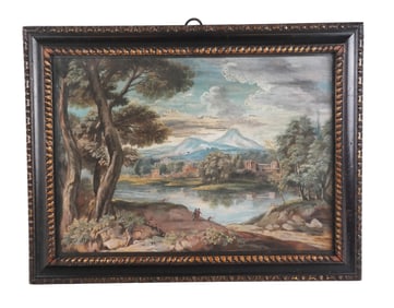 E. Rich Signed Gouache Landscape on Paper