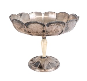 German Silver .800 Quality and Bone Compote