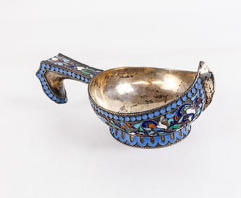 Silver Gilt and Cloisonne Enamel Kovsh