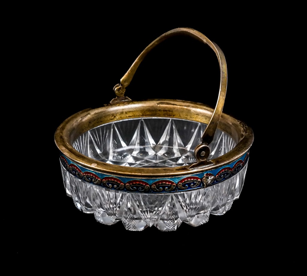 Russian Silver .84 Quality, Enamel and Cut Crystal (1 of 9)