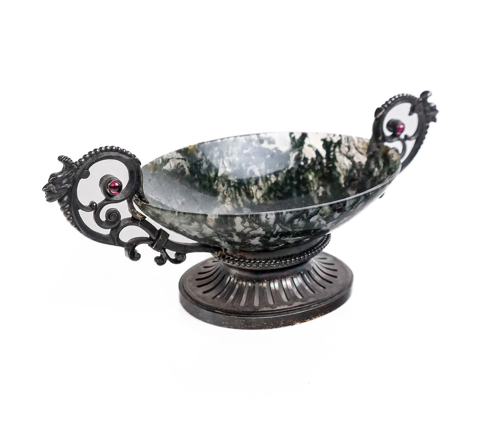 French Silver and Moss Agate Master Salt (1 of 7)