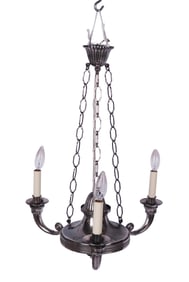 Regency Silver Plate Three Light Chandelier
