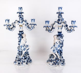 Complimentary Pair Porcelain Candelabras