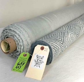 Fret's Blue Damask And Wide Blue Linen Fabric