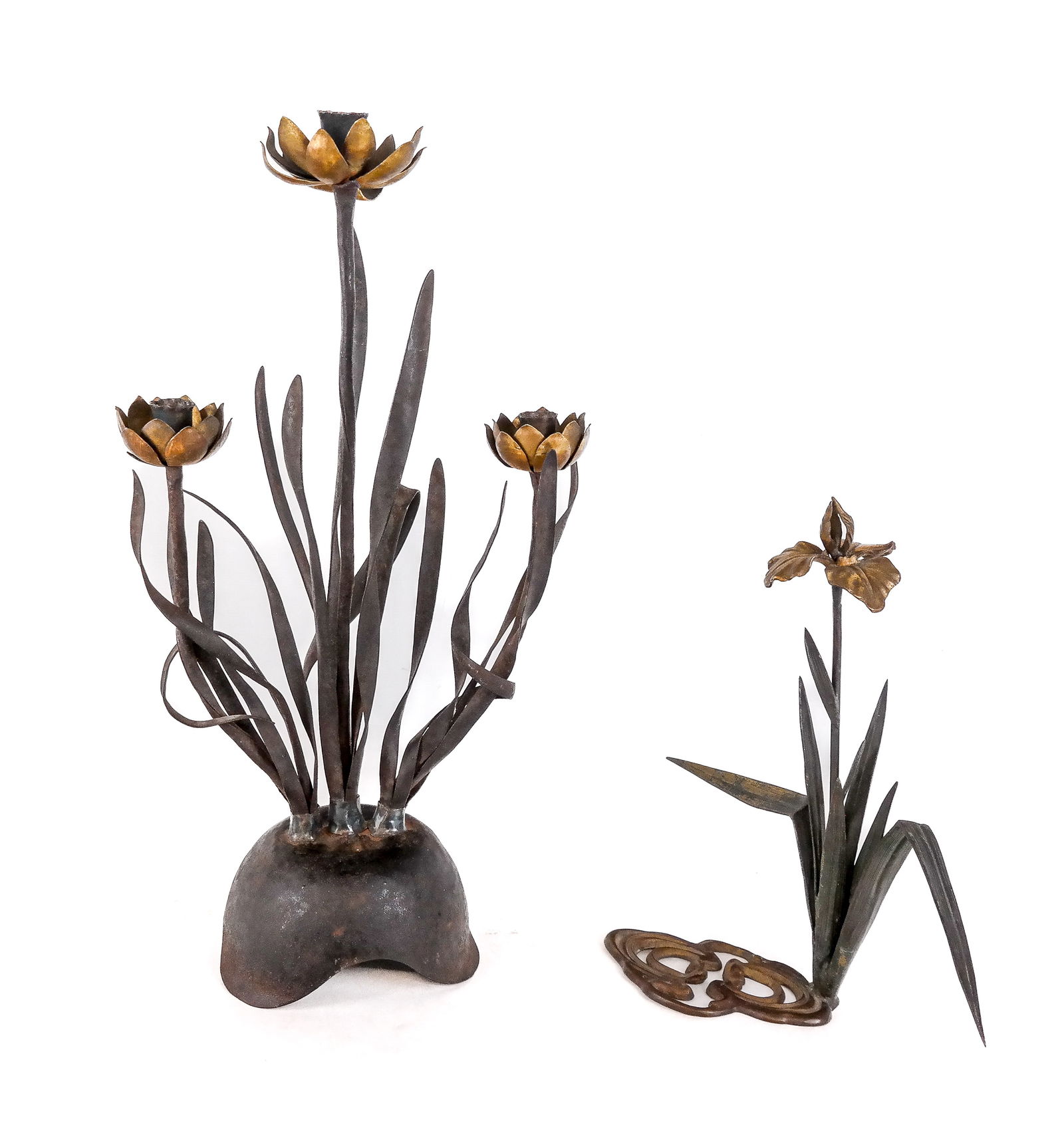 Three Light Candelabrum and a Sculpture of an Iris (1 of 12)