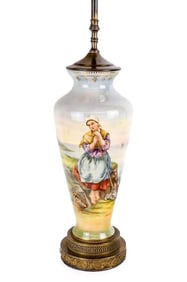 Signed Royal Bonn Porcelain Vase Mounted as a Lamp