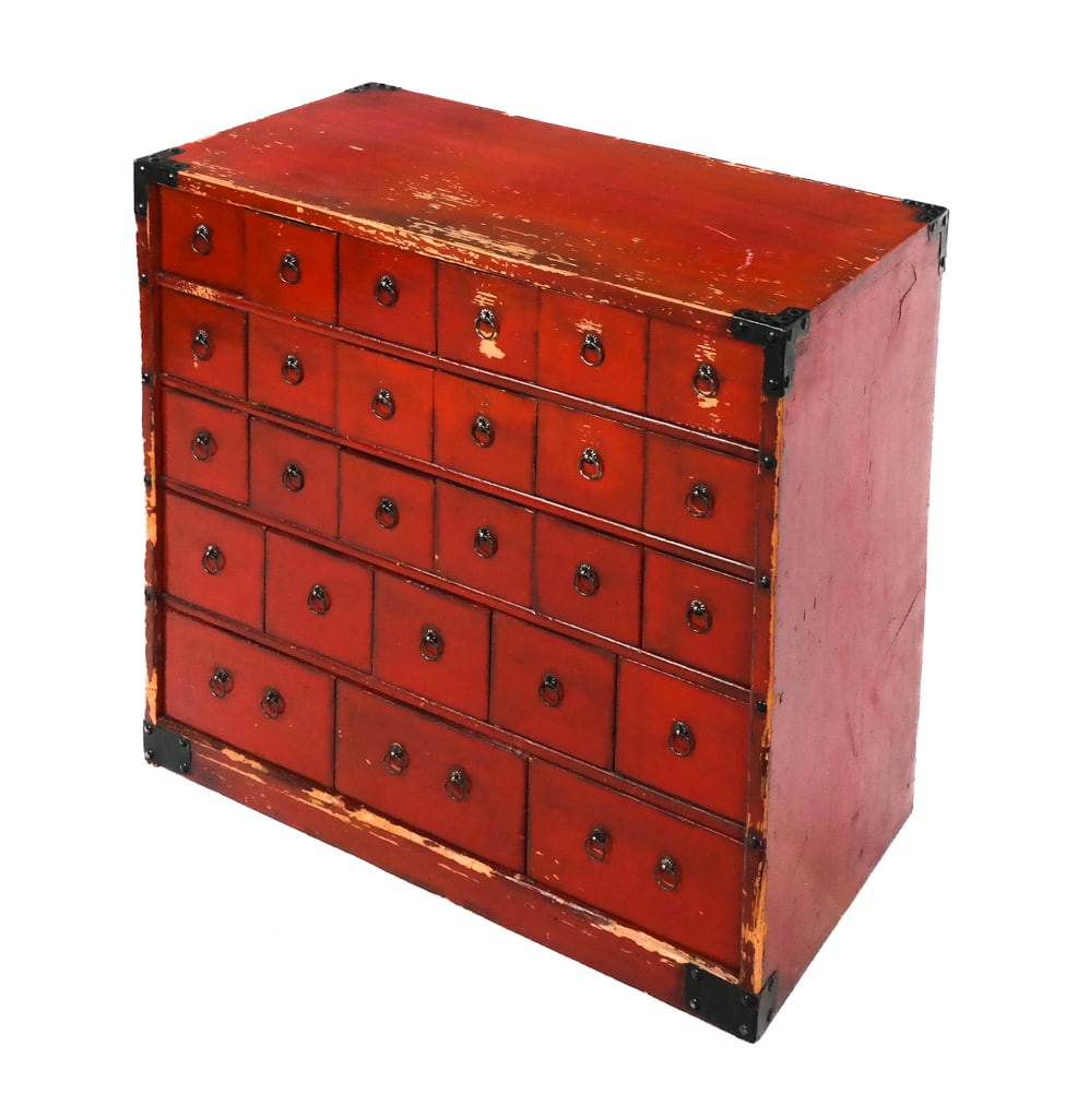 Chinese Red Petite Apothecary Chest (1 of 11)