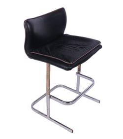 Mid-Century Modern Chrome and Black Upholstered Chairs