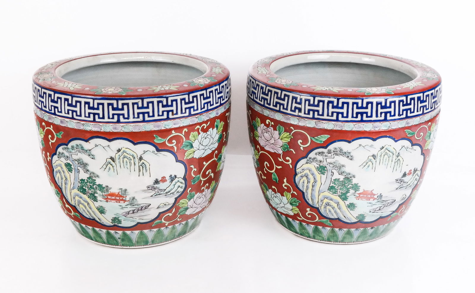 Pair of Chinese Decorated Porcelain Cache Pots (1 of 10)
