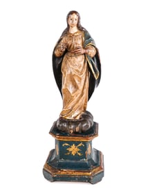 Carved Santos Figure of the Virgin Mary