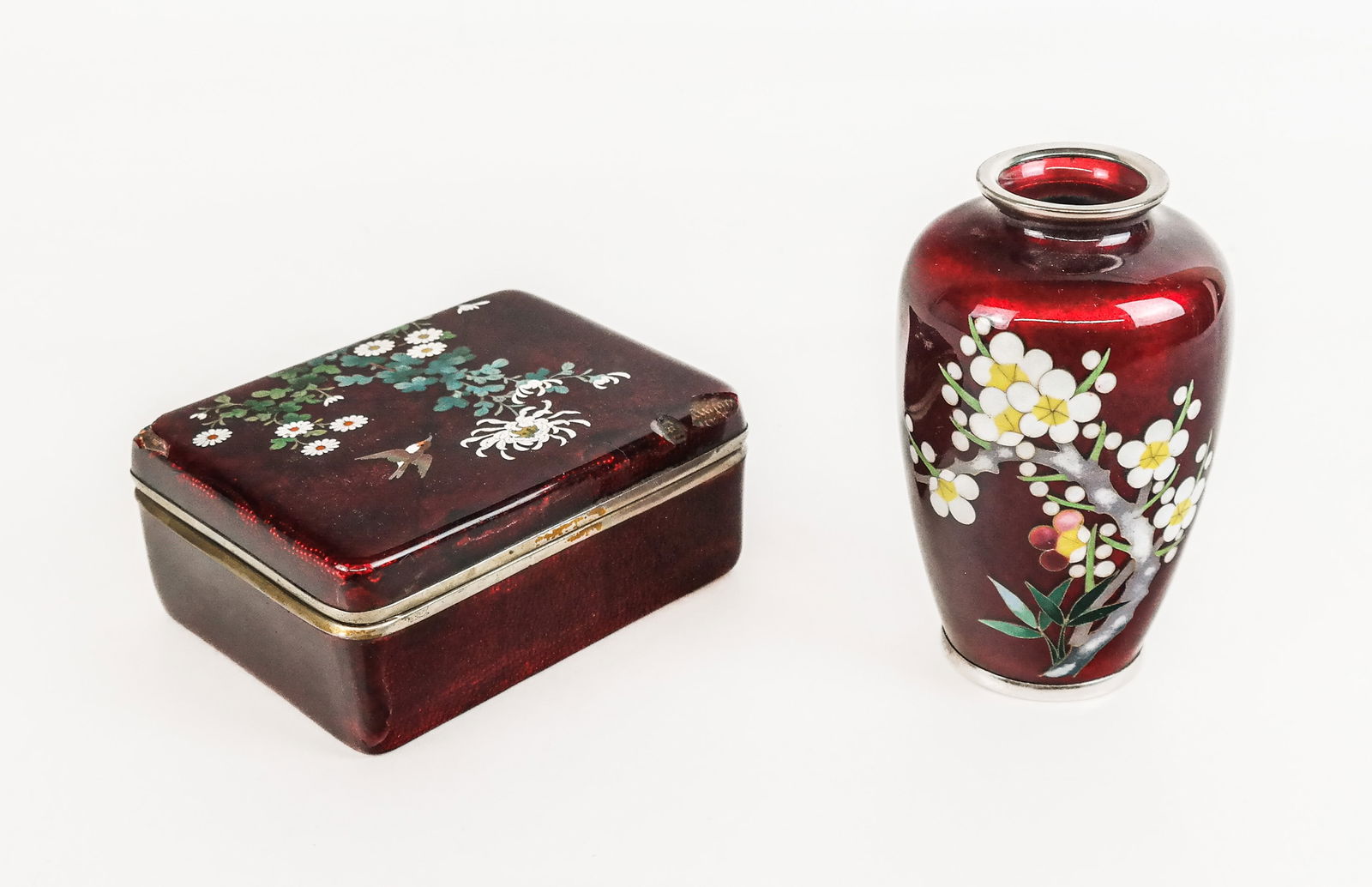 Japanese Pigeon Blood Cloisonne Articles, 2 (1 of 11)