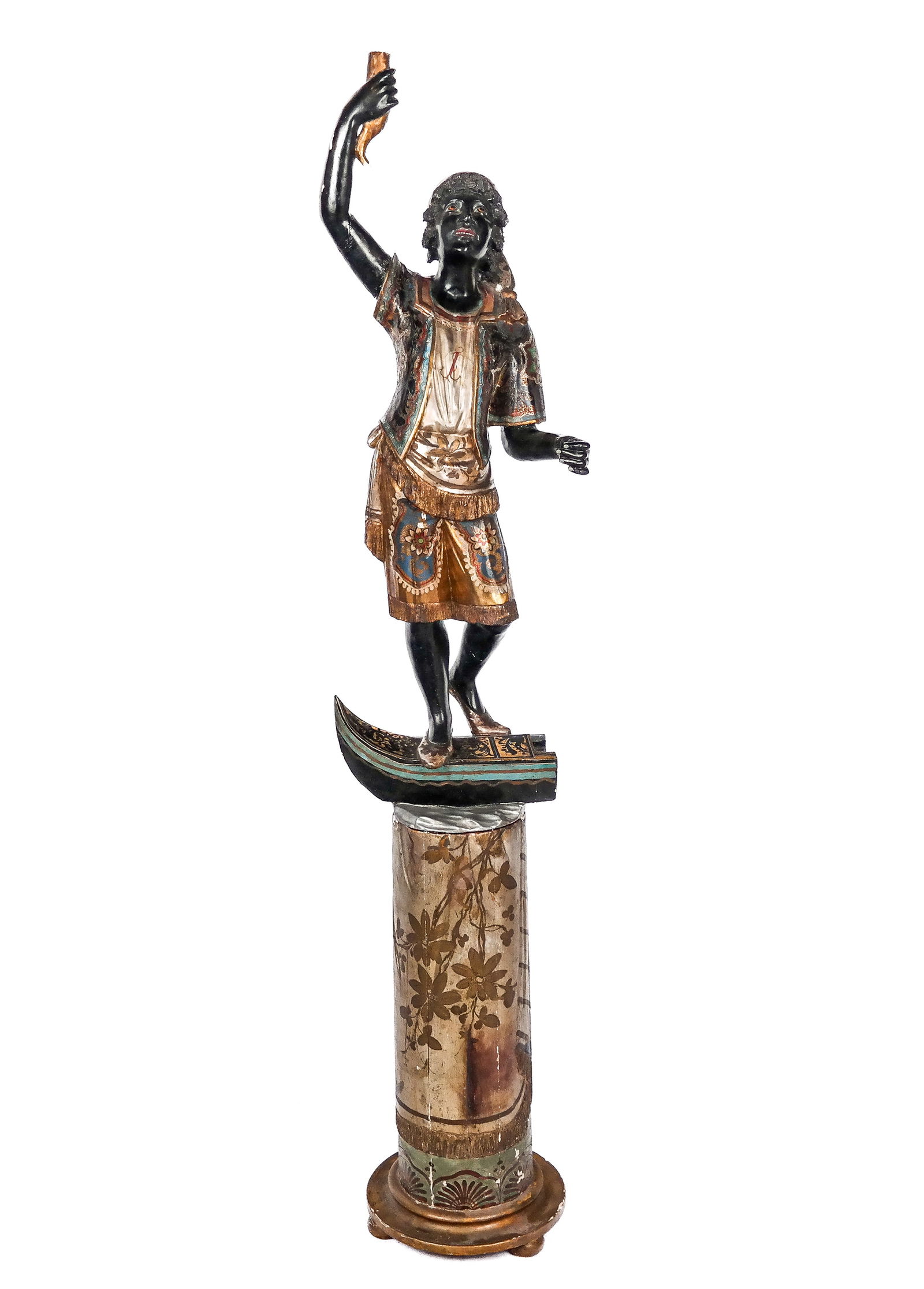 Venetian Polychrome Decorated Figure of Blackamore on Pedestal (1 of 20)