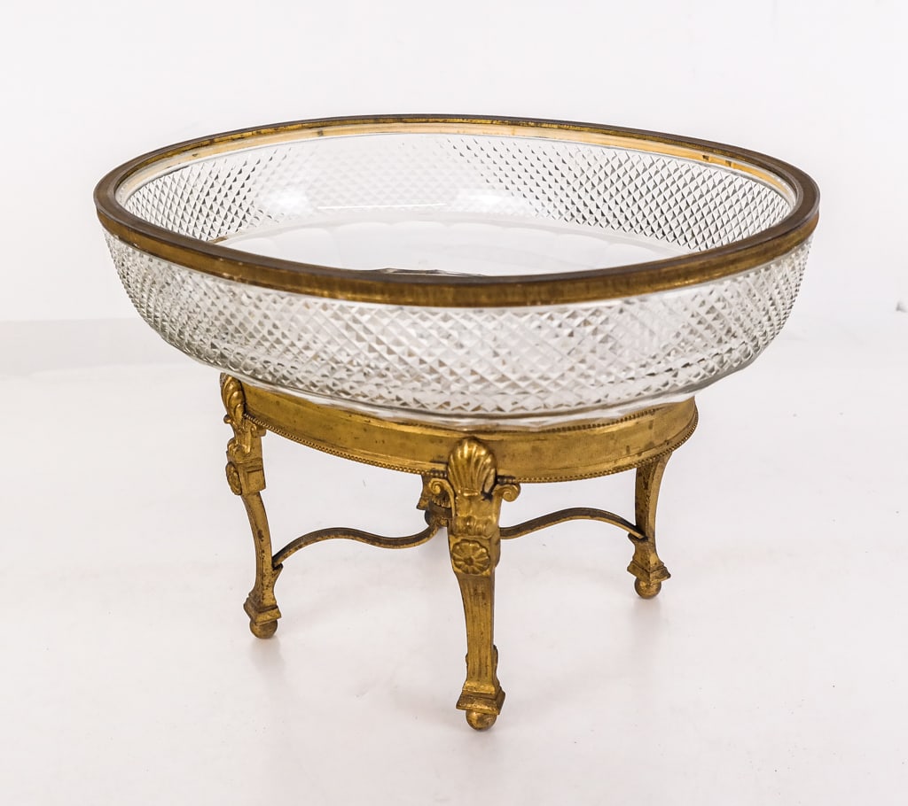 French Empire Bronze and Cut Crystal Center Bowl (1 of 10)