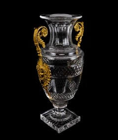French Cut Crystal and Bronze Dore Mounted Vase