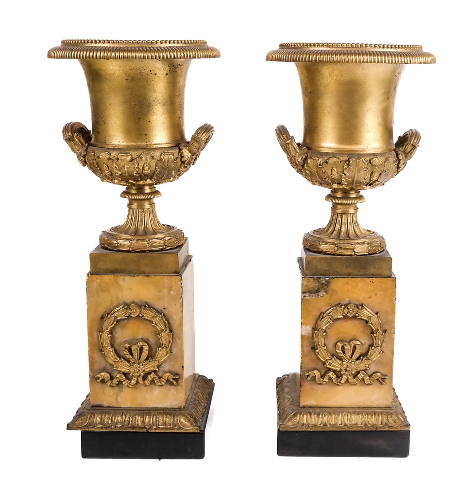 Pair of Louis XV Siena Marble and Gilt Bronze Urns (1 of 13)