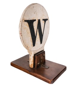 Antique Cast Iron Railroad Whistle Sign