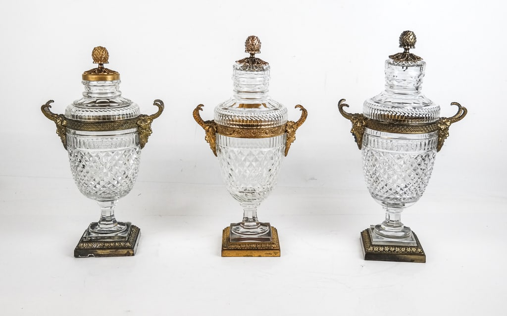 Three Glass and Metal Bacchus Garnitures (1 of 11)