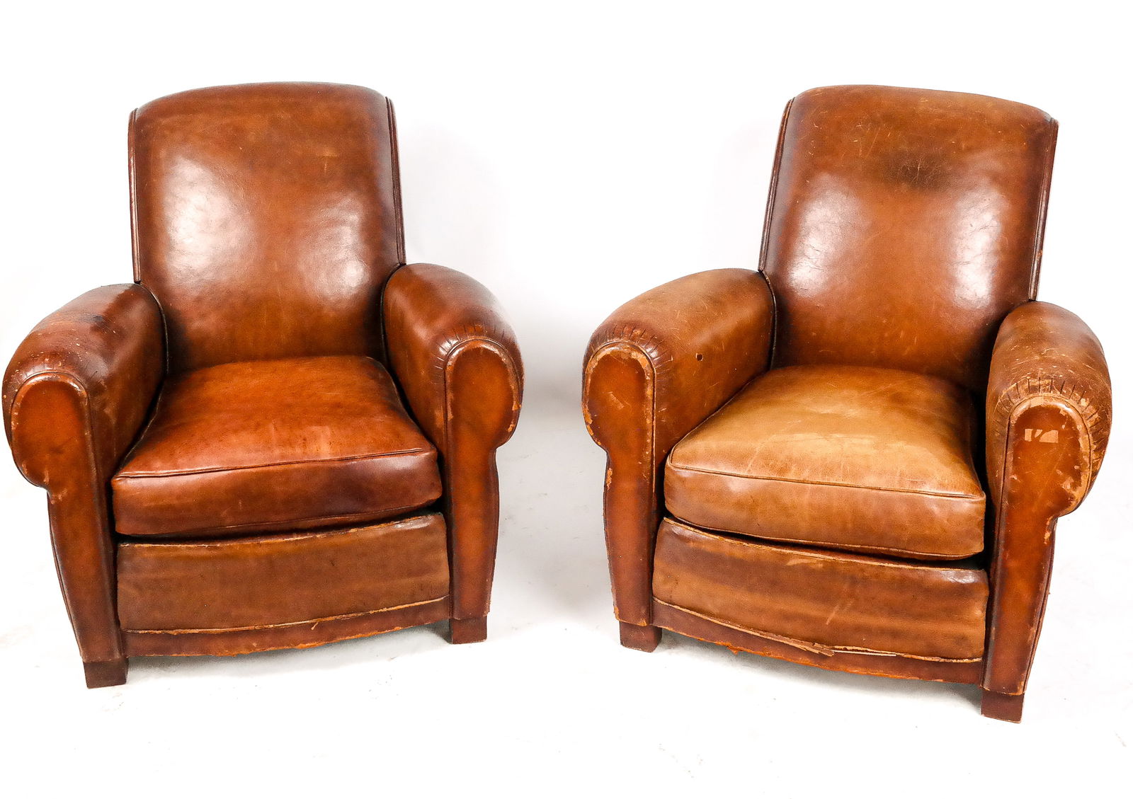 Pair of Brown Leather Club Chairs (1 of 11)