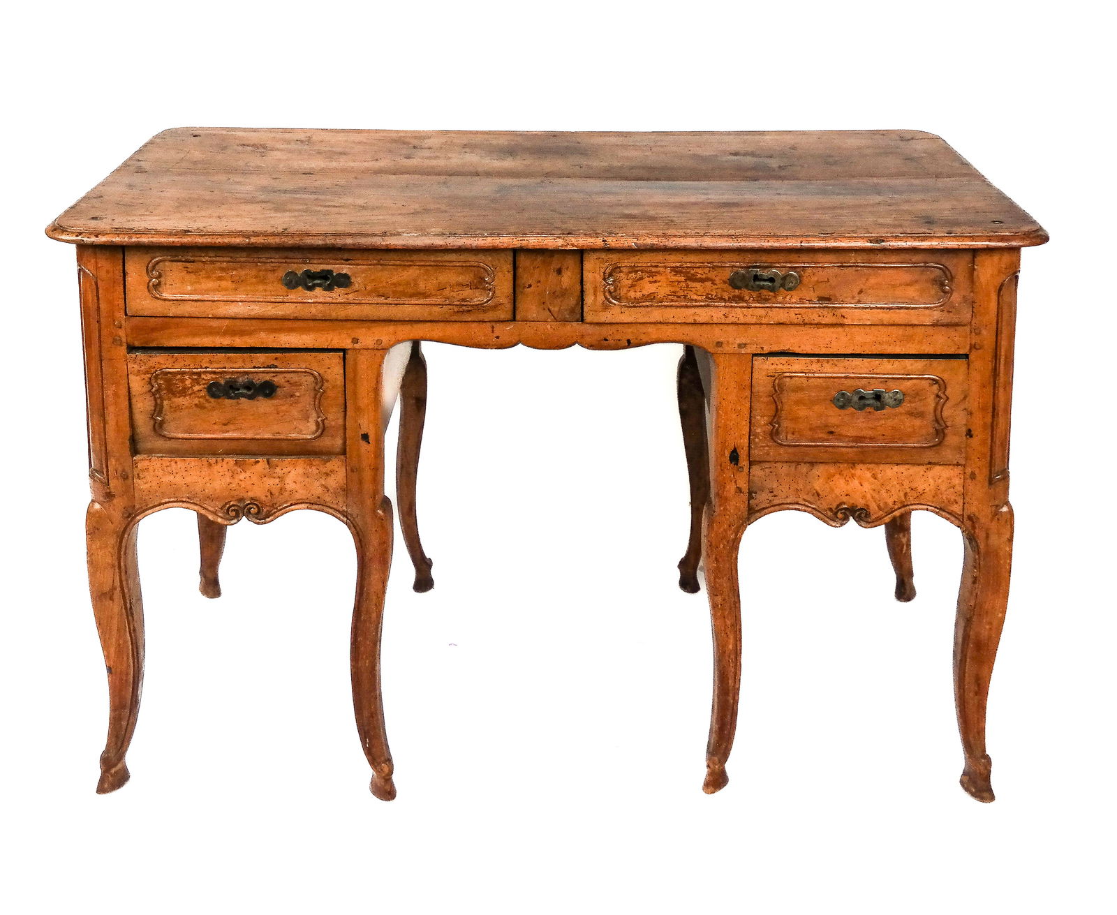 Louis XV Upholstered Bergere: Louis XV carved and upholstered bergere, 20th century, with decoratively carved wood frame, swan forms to armrests, and cabriole legs, with floral and bird decorated upholstery. [35" H x 25" W x 27" D