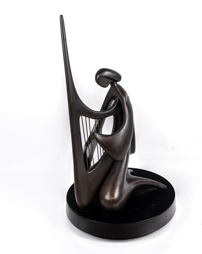 Victor HALVANI Bronze of a Harpist (1 of 10)