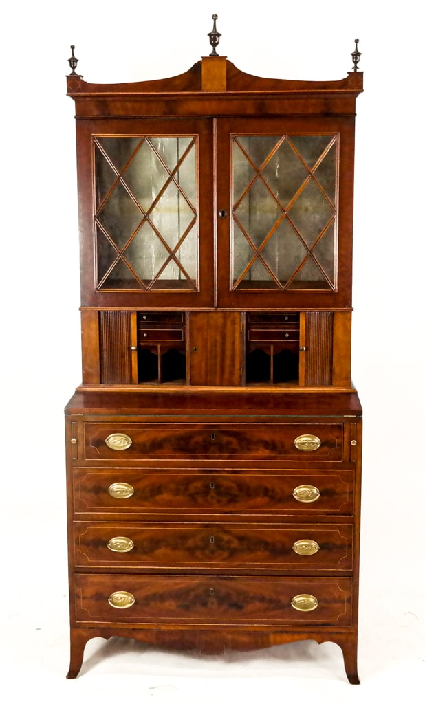 Hepplewhite Mahogany Tambour Secretary Bookcase (1 of 13)