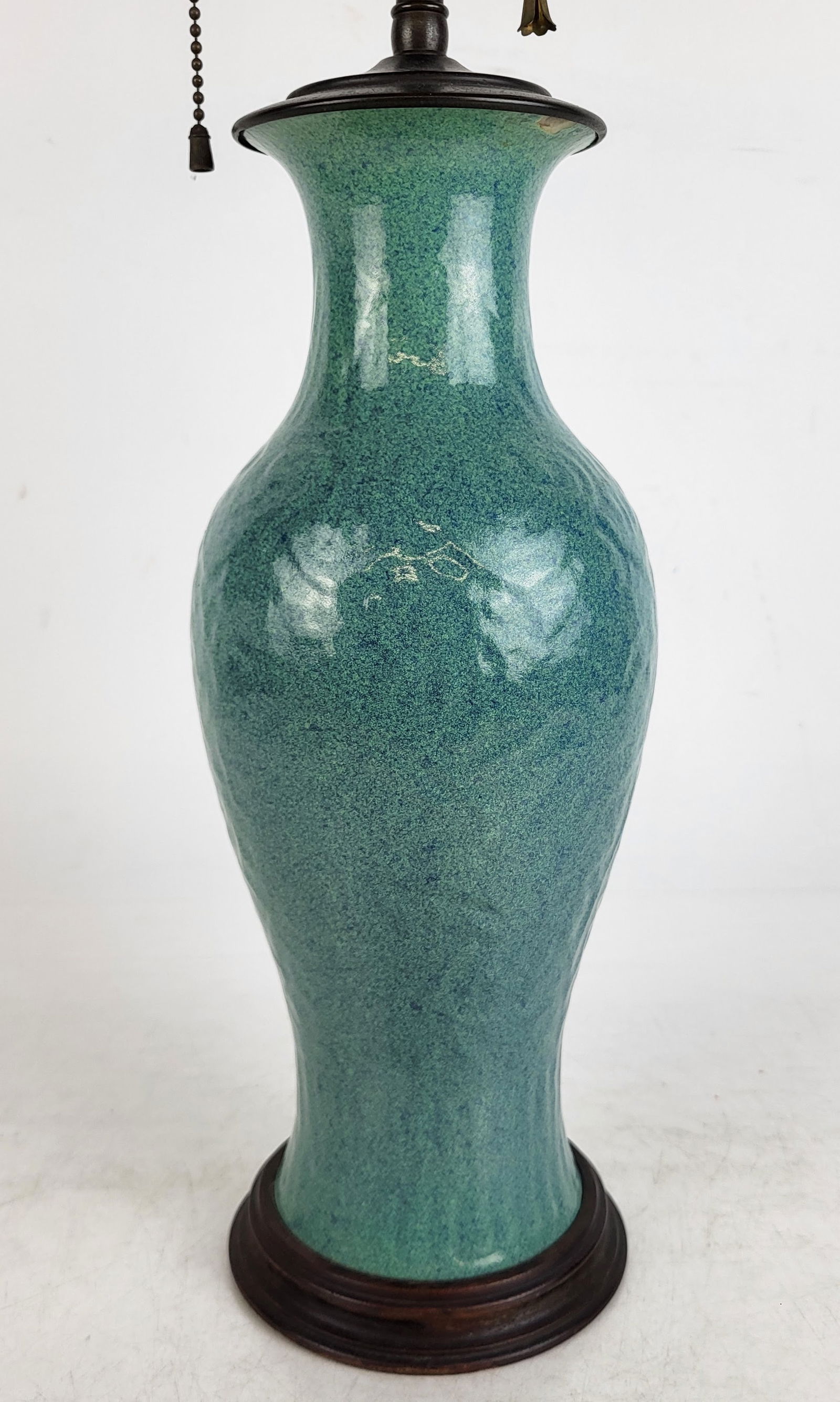 Chinese Blue Green Glazed Vase Mounted as a Lamp (1 of 6)