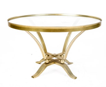 Post Modern Gold Tone Aluminum and Glass Coffee Table