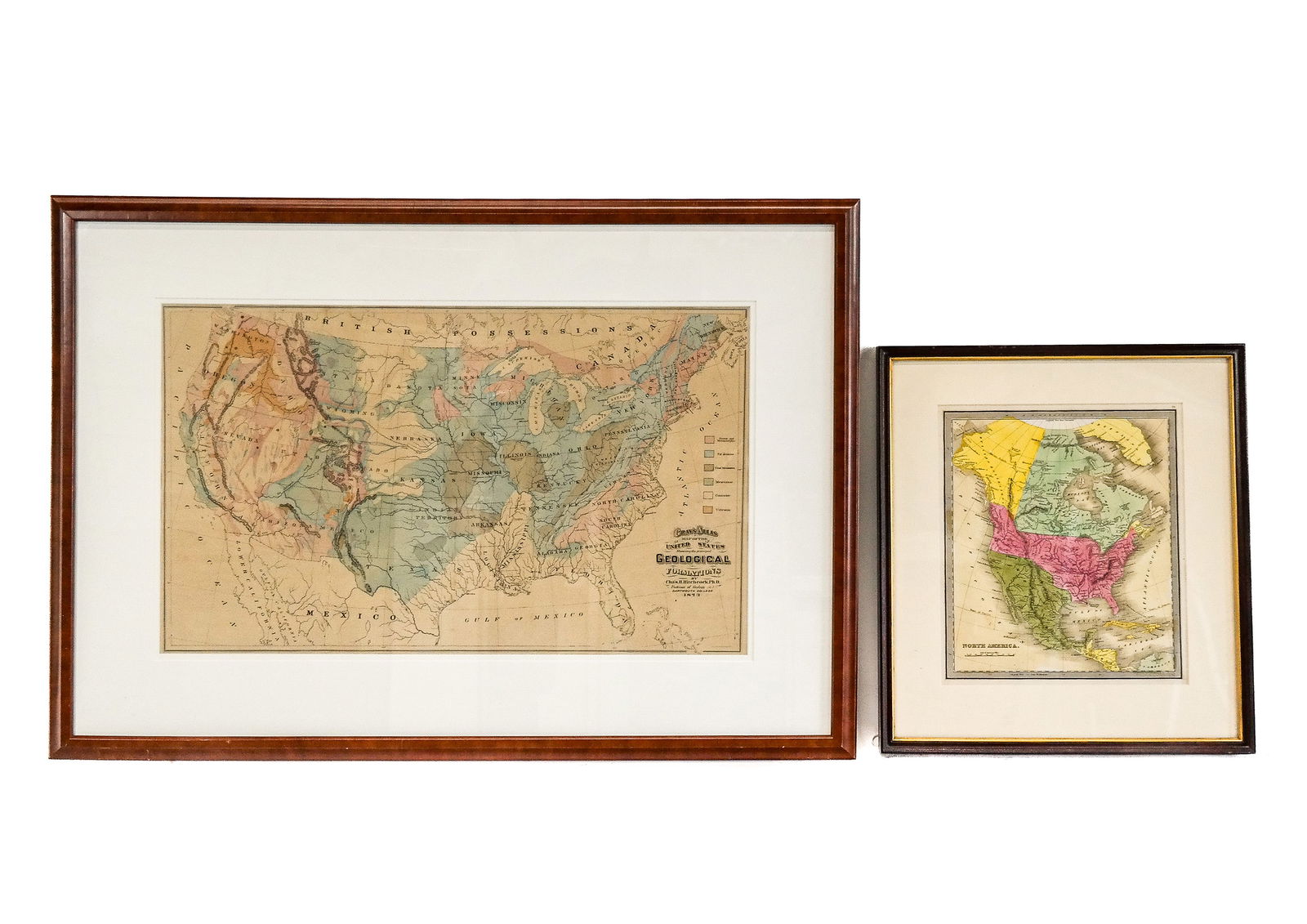 2 Large Framed Maps, Incl. World Map & U.S. (1 of 20)