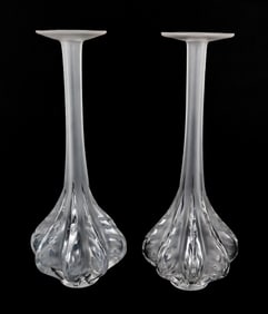 Lalique Pair of  "Marie Claude" Crystal Vases