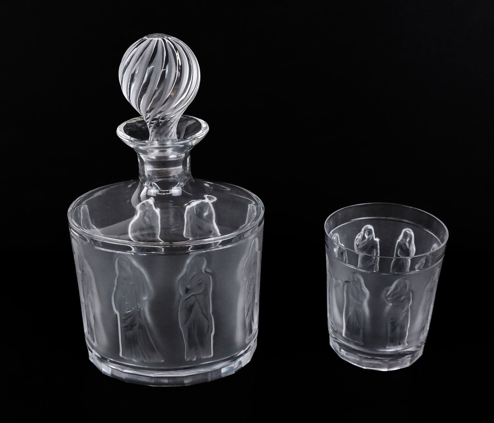 Lalique Crystal "Femmes Antiques" Decanter and Glass (1 of 16)