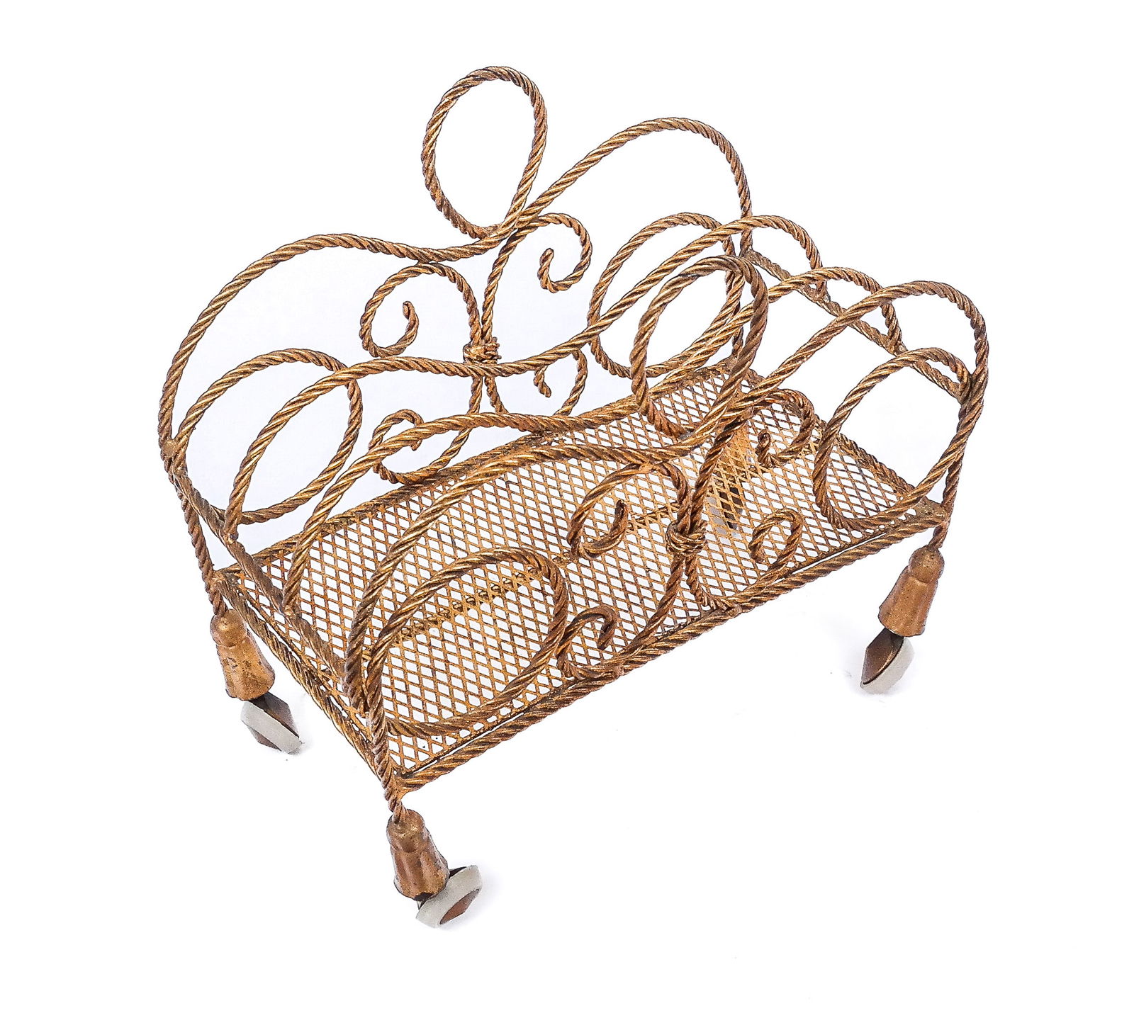 Hollywood Regency Gilt Twisted Rope Canterbury (1 of 6)